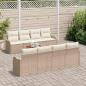Preview: 9-teiliges Garten Sofa Set mit Kissen Beige Poly Rattan Akazie