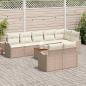 Preview: 9-teiliges Garten Sofa Set mit Kissen Beige Poly Rattan Akazie