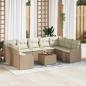 Preview: ARDEBO.de - 10-teiliges Garten Sofa Set mit Kissen Beige Poly Rattan Akazie