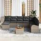 Preview: 9-tlg. Garten-Sofagarnitur mit Kissen Grau Poly Rattan Akazie