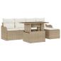 Preview: 6-teilige Garten Sofa Set mit Kissen Beige Poly Rattan
