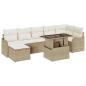 Preview: 8-teiliges Garten-Sofa-Set mit Kissen Beige Poly Rattan