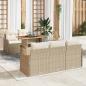 Preview: ARDEBO.de - 6-tlg. Garten-Sofagarnitur mit Kissen Beige Poly Rattan