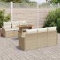 Preview: 7-teiliges Garten-Sofa-Set mit Kissen Beige Poly Rattan