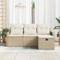 Preview: 4-teiliges Garten-Sofa-Set mit Kissen - Beige Poly-Rattan