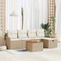 Preview: ARDEBO.de - 6-tlg. Garten-Sofagarnitur mit Kissen Beige Poly Rattan