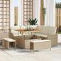 Preview: ARDEBO.de - 8-teiliges Garten-Sofa Set mit Kissen Beige Poly Rattan Akazie