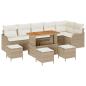Preview: 10-teiliges Garten Sofa Set mit Kissen Beige Poly Rattan Akazie