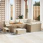Preview: ARDEBO.de - 12-tlg. Garten-Sofagarnitur mit Kissen Beige Poly Rattan Akazie