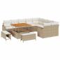 Preview: 12-tlg. Garten-Sofagarnitur mit Kissen Beige Poly Rattan Akazie