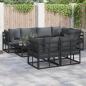 Preview: ARDEBO.de - Garten-Sofa-Set 7 pcs Schwarz 283 x 143 x 71 cm Aluminium