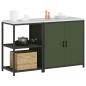Preview: Küchenlager-Set mit Regal mit Speicher mit Tür Verstellbar 2 pcs Olive Grün 150 x 50 x 92 cm