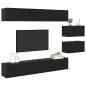 Preview: TV-Schränke mit Speicher mit Tür 8 pcs Schwarz Eiche 60 x 30 x 30.5 cm
