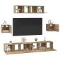 Preview: TV-Schranksystem 7 pcs Handwerklich gefertigter Eichenholz