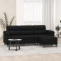 Preview: ARDEBO.de - 3-Sitzer-Sofa mit Hocker Schwarz 180 cm Mikrofasergewebe