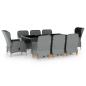 Preview: ARDEBO.de - 9-tlg. Garten-Essgruppe mit Auflagen Poly Rattan Hellgrau