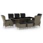 Preview: ARDEBO.de - 9-tlg. Garten-Essgruppe mit Auflagen Poly Rattan Braun