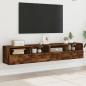 Preview: ARDEBO.de - TV-Wandschränke 2 Stk. Räuchereiche 80x30x30 cm Holzwerkstoff