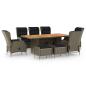 Preview: ARDEBO.de - 9-tlg. Garten-Essgruppe mit Auflagen Poly Rattan Braun