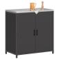 Preview: Küchenlagerregal mit Regal mit Speicher mit Tür Schwarz 60 x 50 x 92 cm Stahl