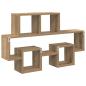 Preview: Wandregal Handwerklich gefertigter Eichenholz 82 x 15 x 51 cm