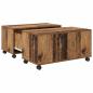 Preview: Couchtisch mit Rad Altes Holz 75 x 75 x 38 cm Holzwerkstoff