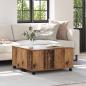 Preview: Couchtisch mit Rad Altes Holz 75 x 75 x 38 cm Holzwerkstoff