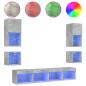 Preview: 8-tlg. Wohnwand mit LED-Beleuchtung Betongrau Holzwerkstoff