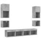 Preview: 8-tlg. Wohnwand mit LED-Beleuchtung Betongrau Holzwerkstoff