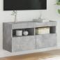 Preview: ARDEBO.de - TV-Wandschrank mit LED-Leuchten Betongrau 80x30x40 cm