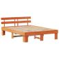 Preview: Bettgestell mit Kopfteil Wachsbrown 150x200 cm Massivholz Kiefer