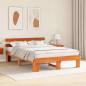 Preview: Bettgestell mit Kopfteil Wachsbrown 150x200 cm Massivholz Kiefer