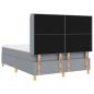 Preview: LED Boxspringbett mit Matratze Hellgrau 140x190 cm Stoff