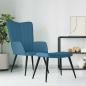 Preview: ARDEBO.de - Relaxsessel mit Hocker Blau Samt