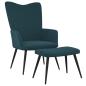 Preview: Relaxsessel mit Hocker Blau Samt