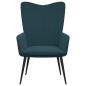 Preview: Relaxsessel mit Hocker Blau Samt