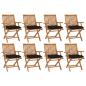 Preview: ARDEBO.de - Klappbare Gartenstühle mit Kissen 8 Stk. Massivholz Teak