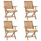 Preview: ARDEBO.de - Klappbare Gartenstühle mit Kissen 4 Stk. Massivholz Teak