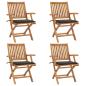 Preview: ARDEBO.de - Klappbare Gartenstühle mit Kissen 4 Stk. Massivholz Teak