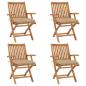 Preview: ARDEBO.de - Klappbare Gartenstühle mit Kissen 4 Stk. Massivholz Teak