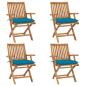 Preview: ARDEBO.de - Klappbare Gartenstühle mit Kissen 4 Stk. Massivholz Teak