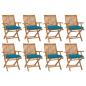 Preview: ARDEBO.de - Klappbare Gartenstühle mit Kissen 8 Stk. Massivholz Teak