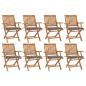 Preview: ARDEBO.de - Klappbare Gartenstühle mit Kissen 8 Stk. Massivholz Teak