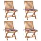 Preview: ARDEBO.de - Klappbare Gartenstühle mit Kissen 4 Stk. Massivholz Teak