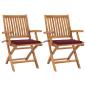 Preview: ARDEBO.de - Gartenstühle 2 Stk. mit Weinroten Kissen Teak Massivholz