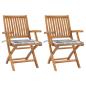 Preview: ARDEBO.de - Gartenstühle 2 Stk. Graue Karomuster-Kissen Massivholz Teak