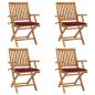Preview: ARDEBO.de - Klappbare Gartenstühle mit Kissen 4 Stk. Massivholz Teak