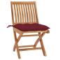 Preview: Gartenstühle 2 Stk. mit Weinroten Kissen Massivholz Teak