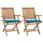 Preview: ARDEBO.de - Gartenstühle 2 Stk. mit Blauen Kissen Teak Massivholz
