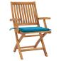 Preview: Gartenstühle 2 Stk. mit Blauen Kissen Teak Massivholz